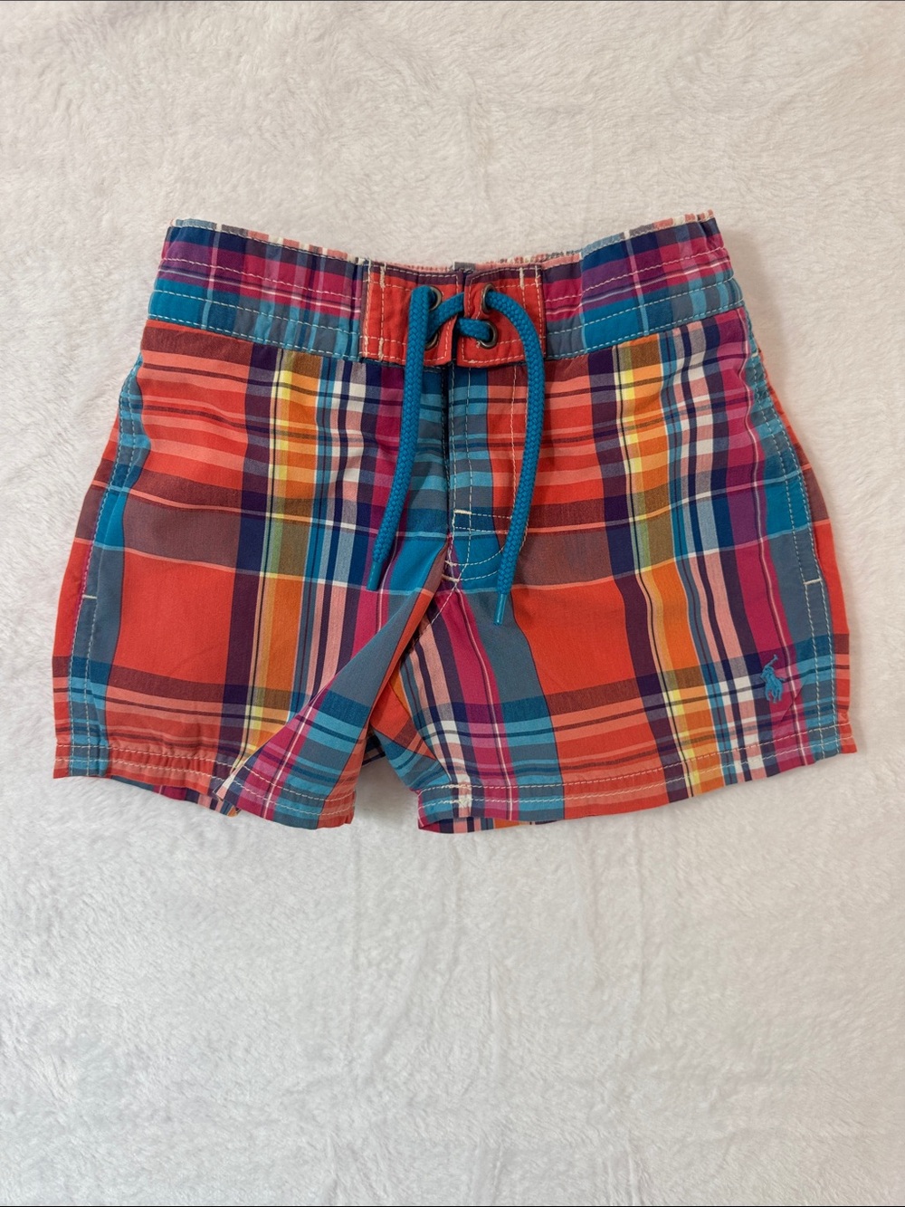 Polo Ralph Lauren Toddler Boys Bright Plaid Swim Trunks, Multi-Color, Size 2/2T